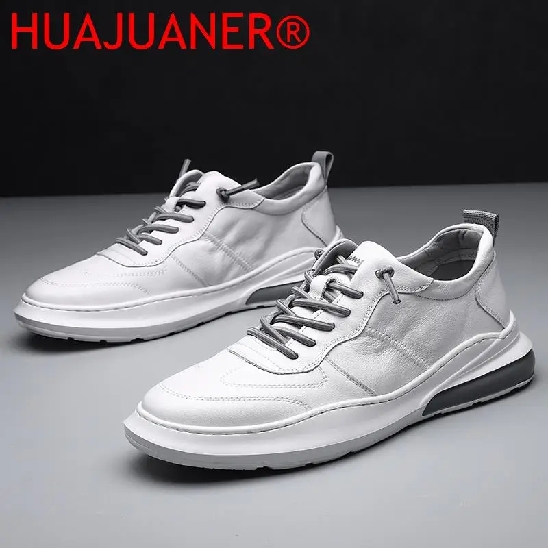 New Design Men's Casual Shoes Fashion Leather Handmade Sneakers Minimalist Design Men Flats Comfy Youth Teenage Vulcanize Shoes