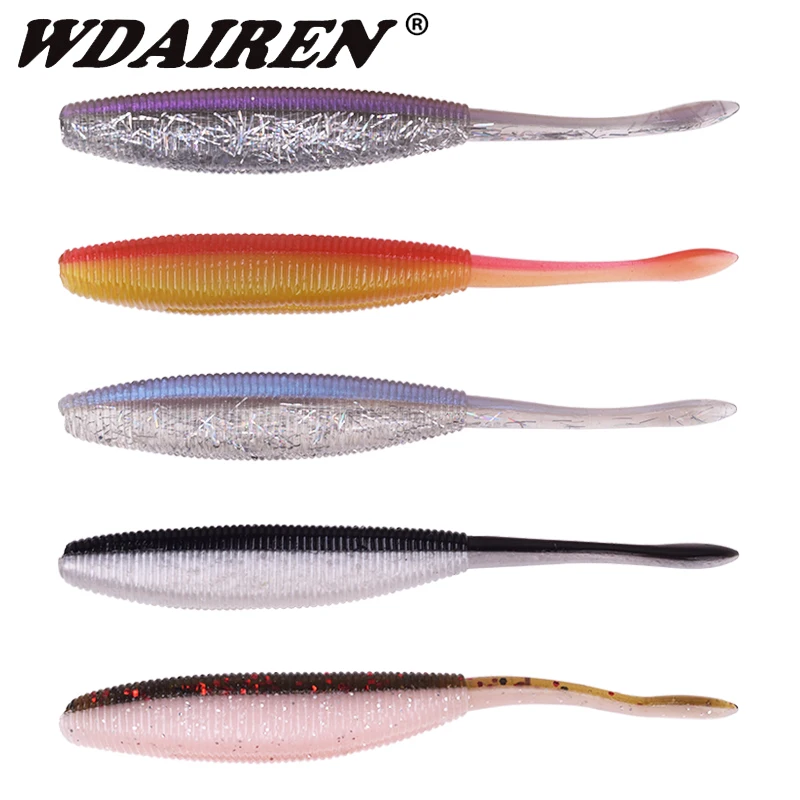 6pcs/Lot Fishing Dart Tail Worm Silicone Soft Lures 10cm 4.5g Jig Wobblers Fishy With Salt Artificial Bait Tiddler Isca Swimbait