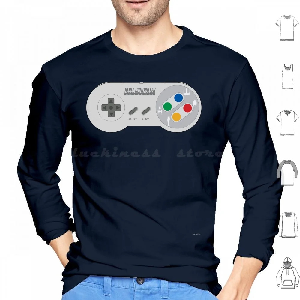 Rebel Controller Pal Sudadera con capucha de algodón de manga larga Snes Super Retro Gamer Retrogamer Videojuegos Controlador de videojuegos