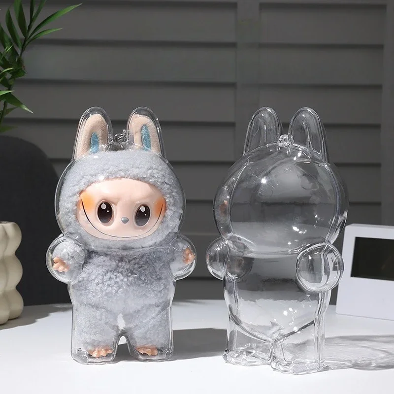 Labubu – housse de protection transparente pour jouets en peluche, sac d'exposition en peluche elfe mignon, Mini étui Portable en acrylique, boîte de rangement