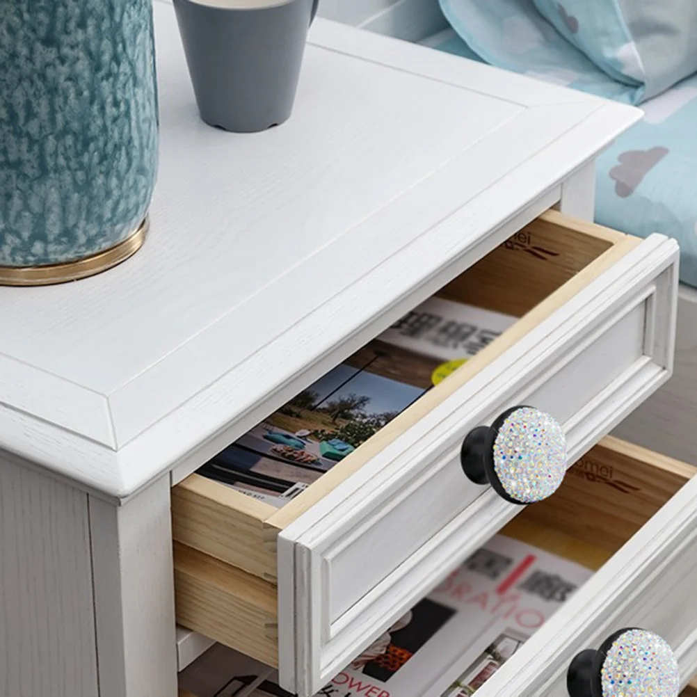 

Aluminum Alloy Cabinet Door Knobs Rhinestone Mushroom Pull Handle Creative Shining Drawer Furniture Handles Colorful Black