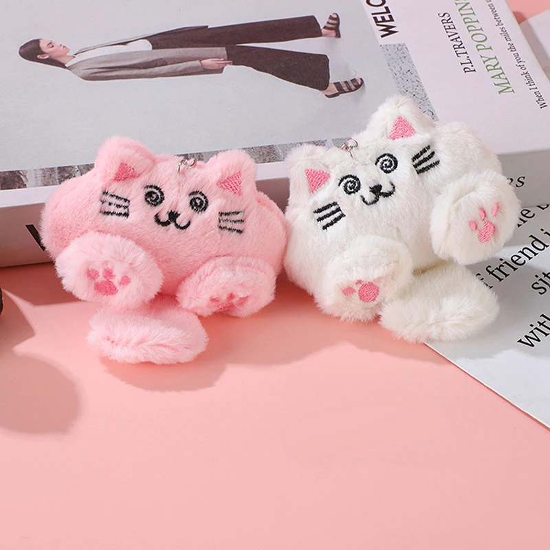 Cute Cartoon Cat Plush Keychain Stuffed Kitten Doll Keyring Couple Key Holder Lovely Backpack Pendant Bag Hanging Decoration