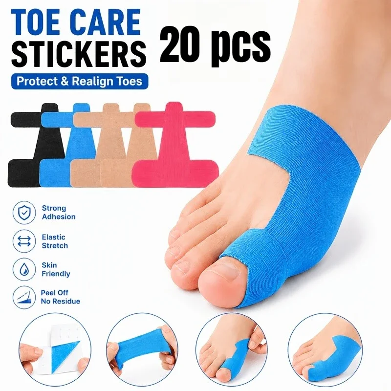 20 unidades/paquete de protectores autoadhesivos para los dedos de los pies, hechos de fibra de bambú, con cinta elástica antideslizante para evitar rozaduras, ideales para correr y para el uso diario, unisex.
