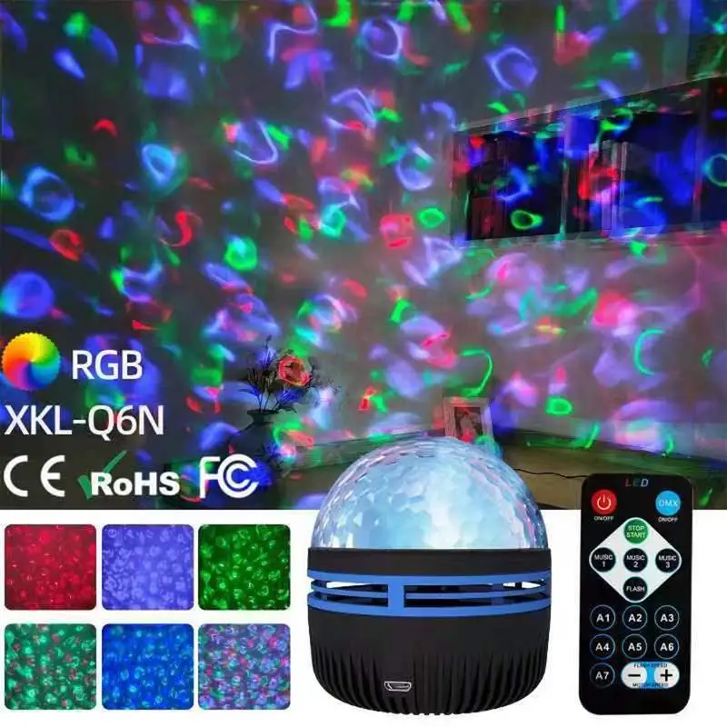 1pc Starry Projector Light With 14 Color Effects Projector Night Light Water Ripple Sky Ocean Galaxy LED Bedroom Atmosphere Lamp