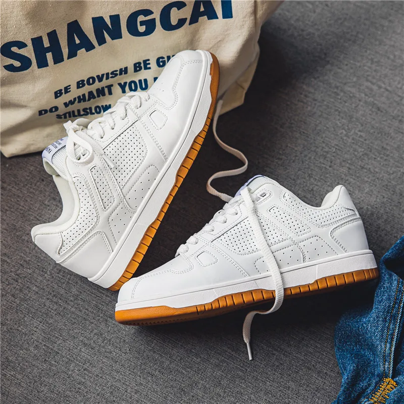 EZIIOT Men's Classic Sports Shoes Casual Comfortable Breathable Lace Wear Resistant Outsole White Size 39-44
