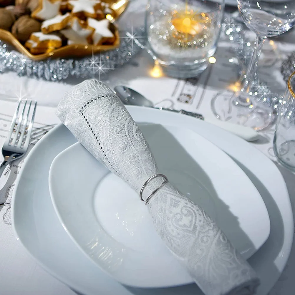 

12 Pcs Napkin Ring Wedding Decor Napkins Rings Metal Holder Alloy Table Holders Simple Banquet Buckle
