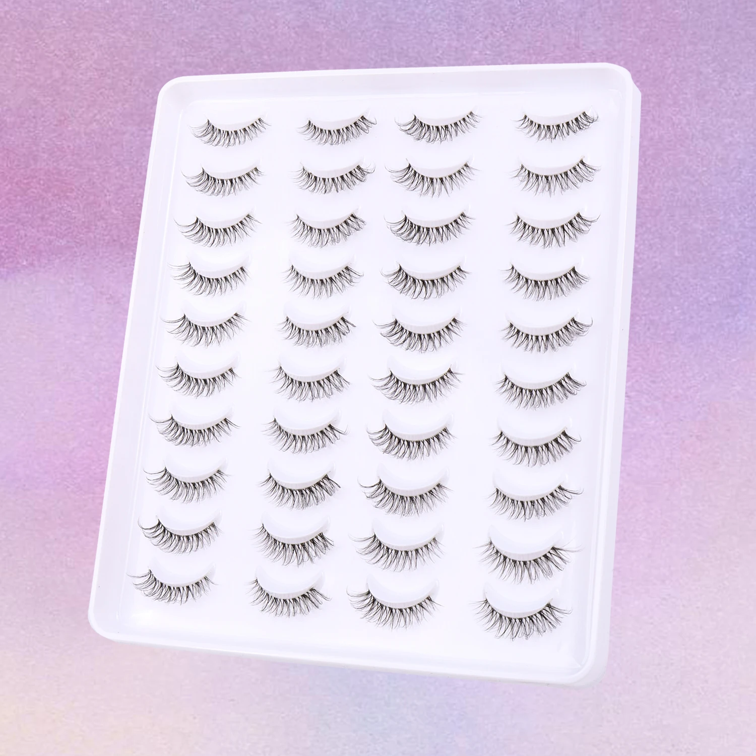 20 زوجًا من الرموش الصناعية الشفافة الطبيعية الذكية D Roll Cross خفيفة ومريحة مع مكياج يومي