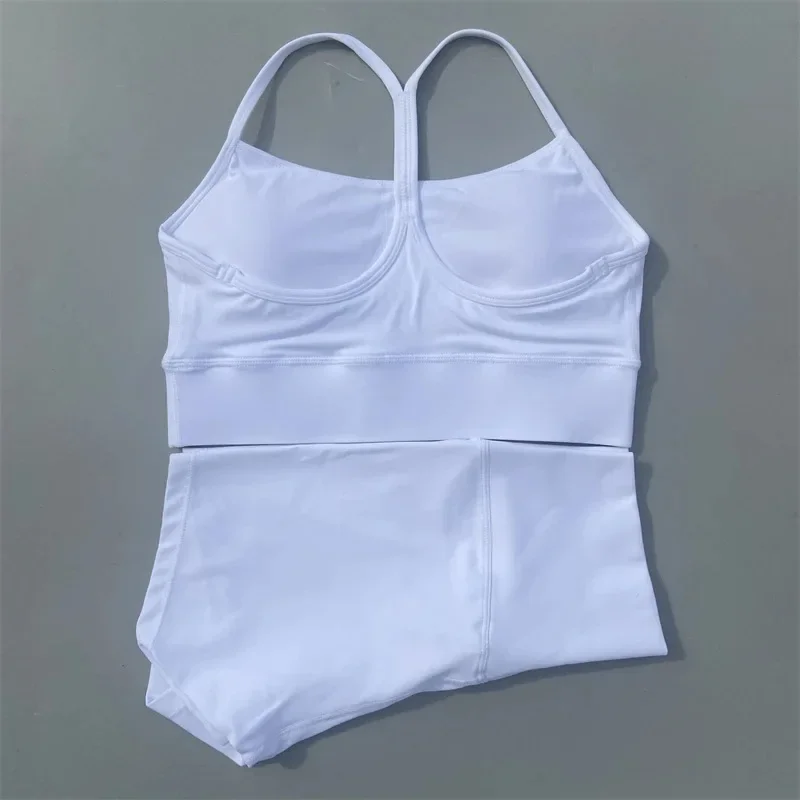 Beau dos de lingerie de sport en forme de Y, costume deux pièces à séchage rapide, short de yoga serré à la taille nue, combinaison de yoga de gymnastique