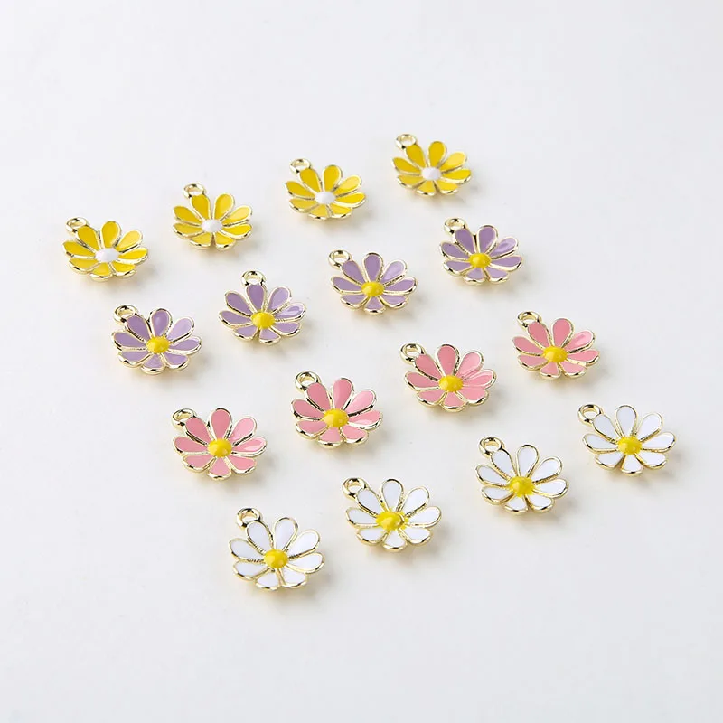10pcs Spring And Summer Small Fresh Alloy Daisy Sunflower Small Flower Pendant Diy Handmade Jewelry Earrings Material Charms