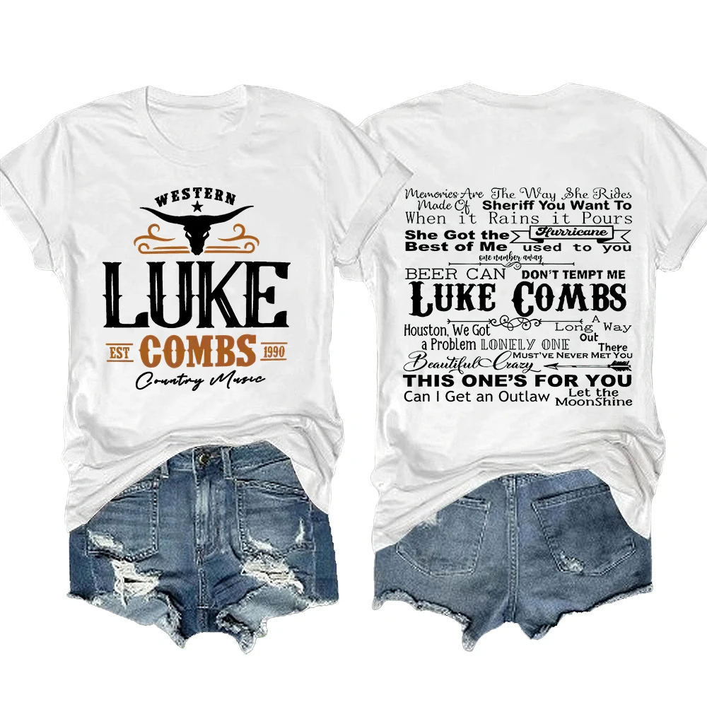 

Luke Combs Country Music Men/Women Fans Gift Short Sleeve T-shirt Cotton Casual Tee Fashionable Shirts