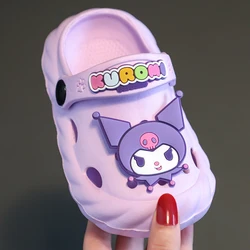 Sanrio Kuromi śliczne letnie sandały dziecięce miękkie kapcie kryty odkryty szybkoschnąca kreskówka Anime podeszwa antypoślizgowa dziewczyny chłopcy prezent