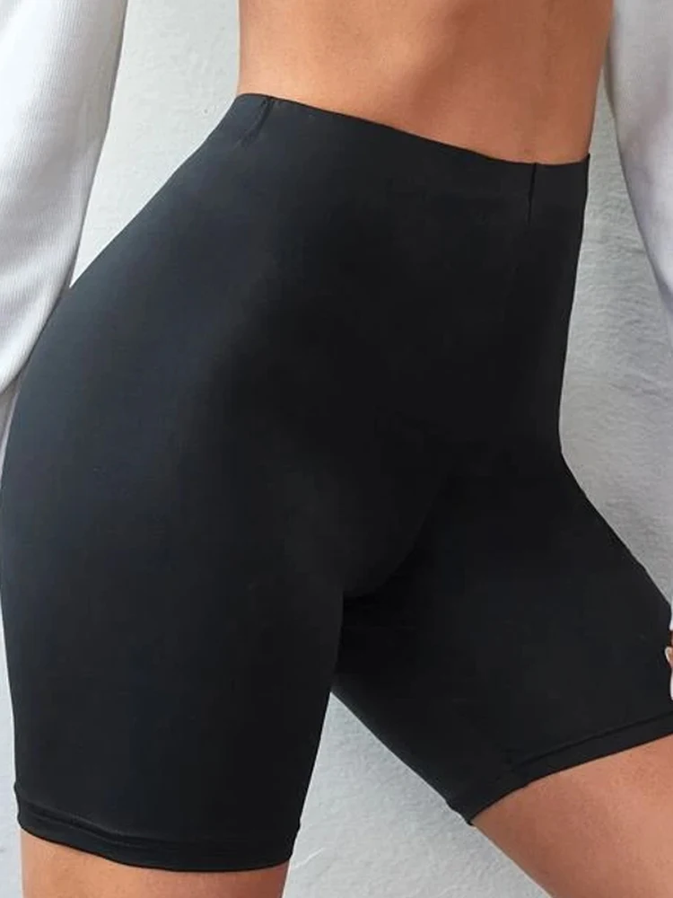 Casual High Waist Tight Fitness Summer Solid Sexy Stretch Women Shorts Soft Elastic Slim Skinny Gym Sports Bottoms Athletic