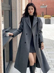 2024 Autumn and Winter New 30% Camel Wool Wool Overcoat Women's Long High-End Double-Sided Woolen Coat Elegant Trench Coat