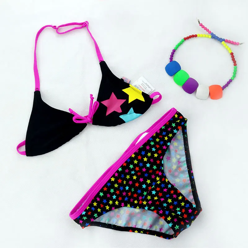 2024 Children Swimsuit Girls Cute Star Pattern Split Bikini Summer Beach Bathingsuit Maillot De Bain Beautiful Biquini