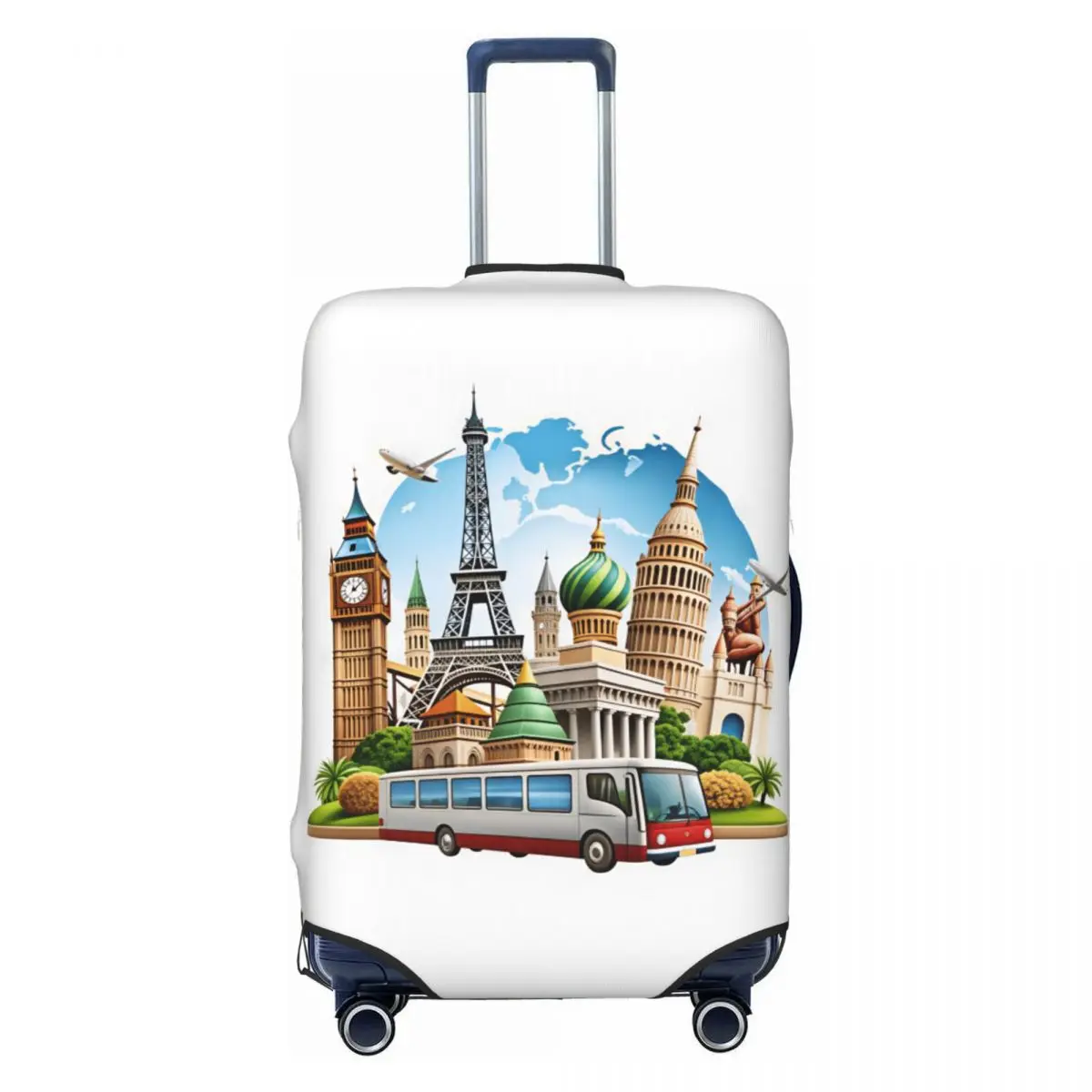 

World Landmark Print Suitcase Cover Travel Holiday Useful Luggage Accesories Protection