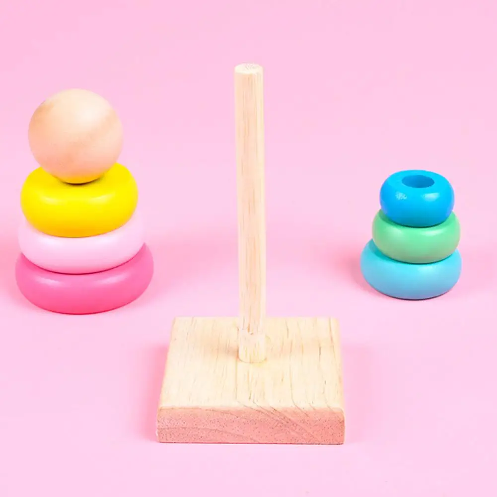 Montessori Wooden Games Rainbow Stacking Ring Tower Children's educational Color Shape Classification Instrument Puzzle Toys