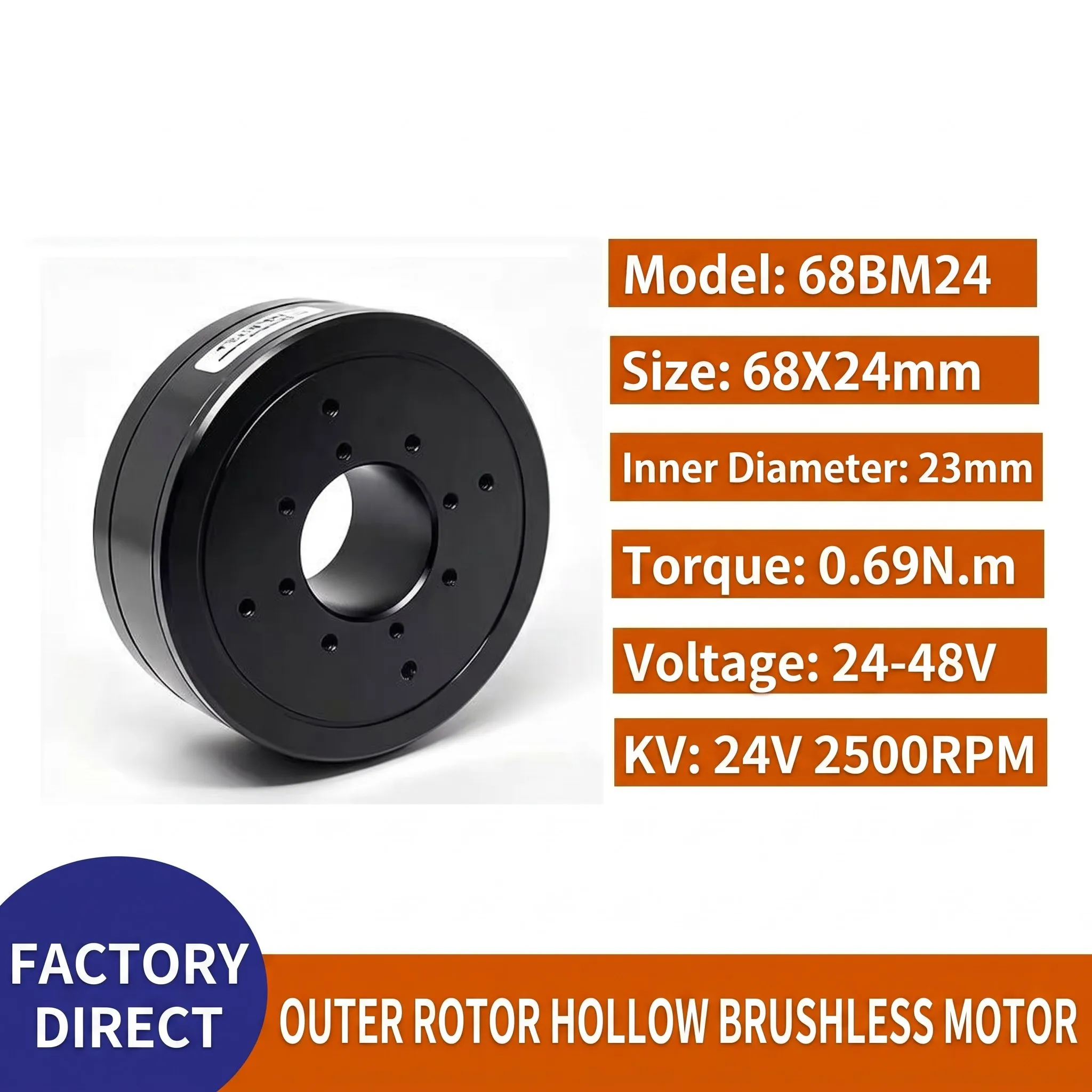 Outer Rotor Brushless DC Motor BM Series 29-110mm 3-Phase 5-48V Custom KV Robot AGV Industrial Fan Boat IP55 Waterproof