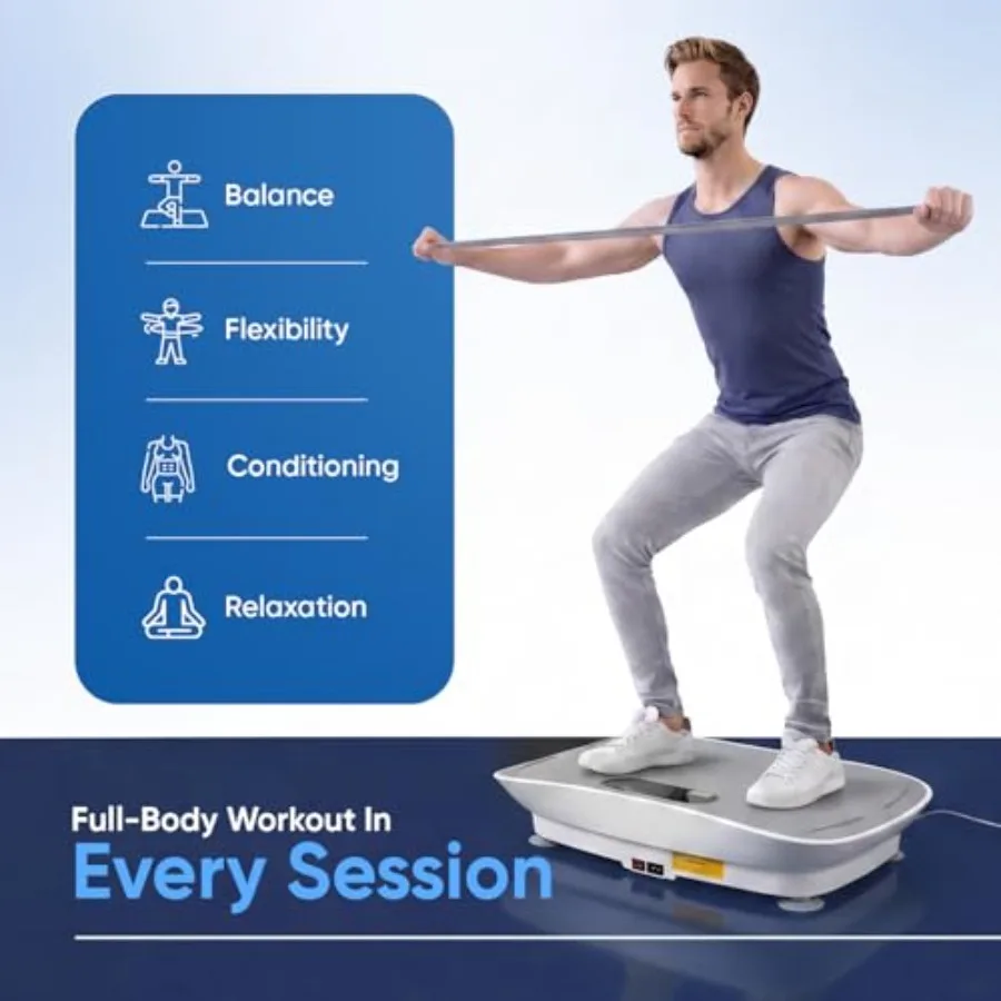Vibration Plate Exercise Machine for Home Workouts Steel Frame Black Built-in Bluetooth Auto Manual Mode for Flexibility Balanc