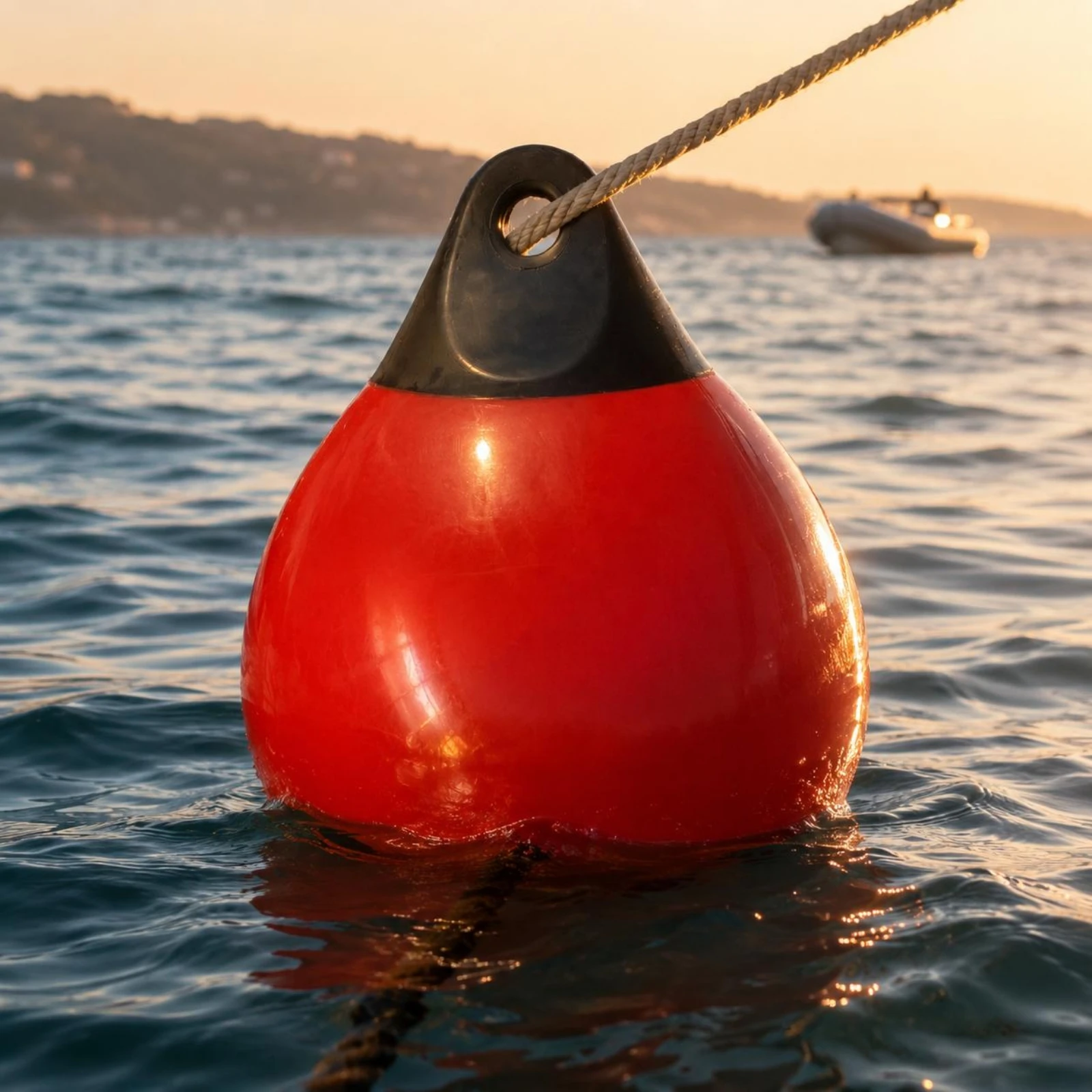 

Marine Safety Gear Inflatable Collision Buoy 4 Mm Thick Black Top Teardrop Open Water Marker Glossy Red for Water Sports
