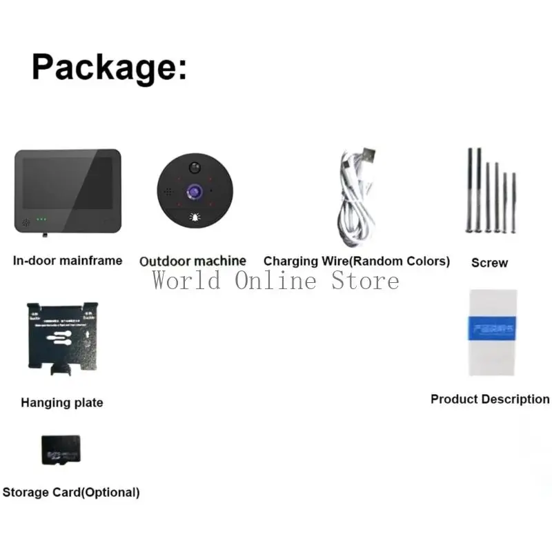 Intelligent Wireless Doorbell 200MP 4,3 Inch Layar 1080p IR Two Way Talk Radio 87HC