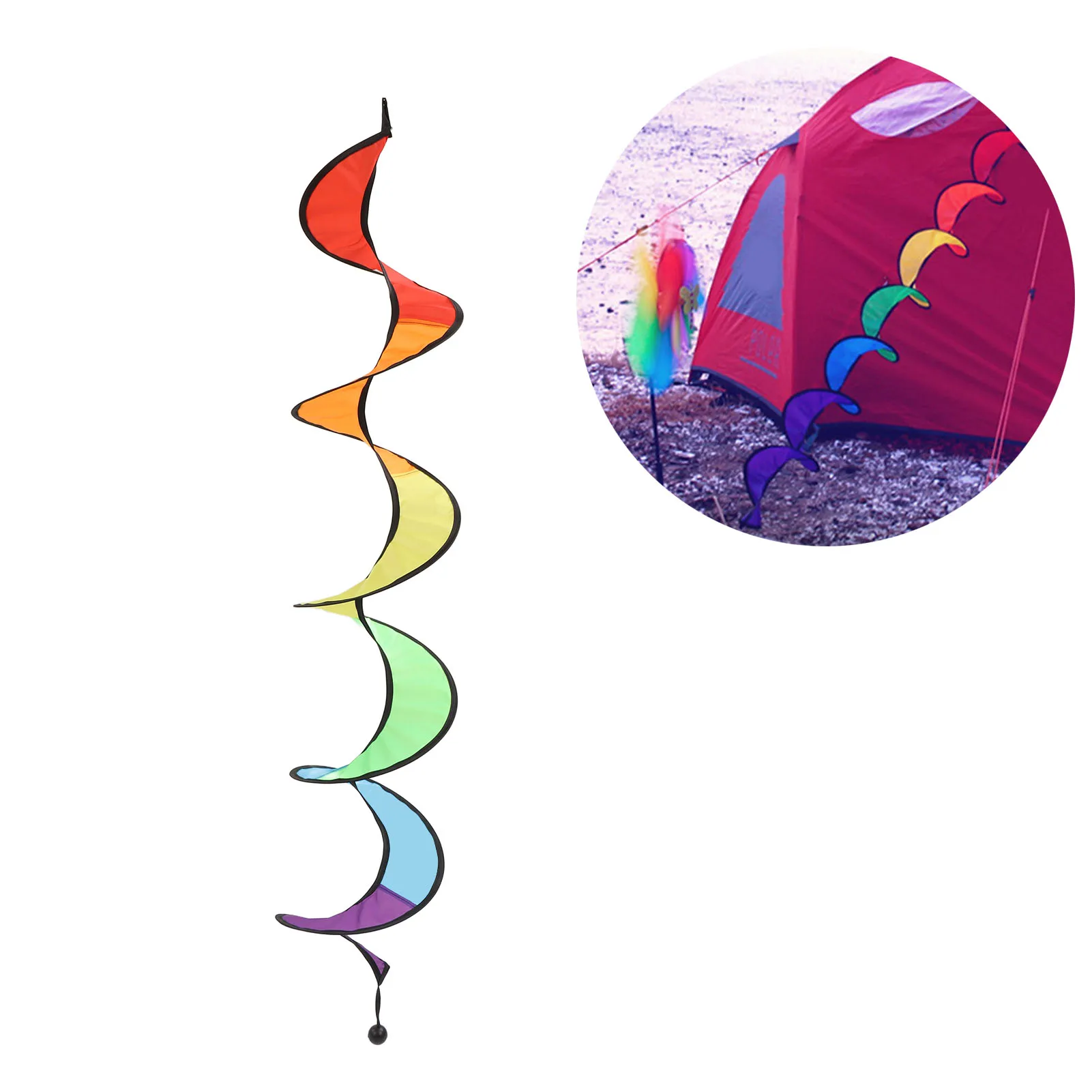 Molinillo de Viento Plegable, Colorido, en Espiral, Arcoíris, Escultura de Viento, Molinillo Colgante Rizado, Decoración para Jardín, Poliéster