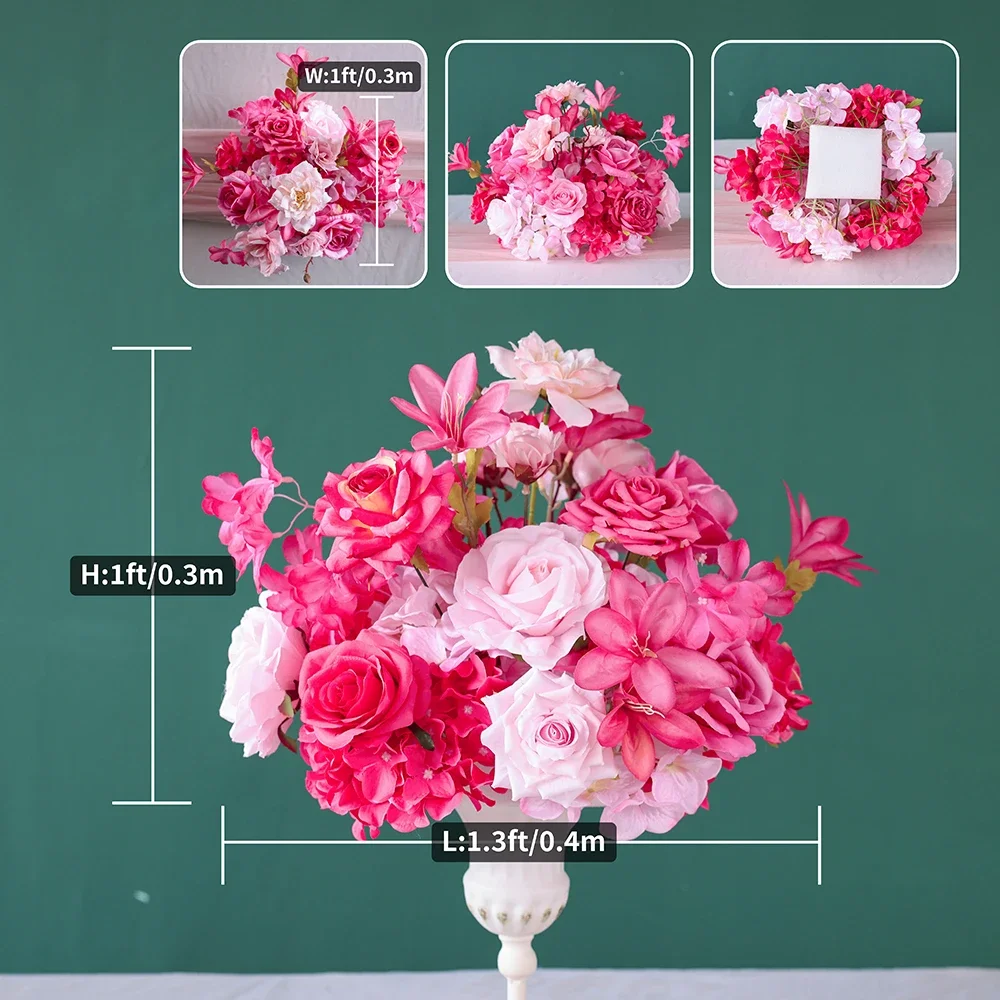 Artificial Flowers Ball Mariage Wedding Decoration Peach Red Rose Centerpiece Decoration Flowers Mariage Table Et Salle HY2415