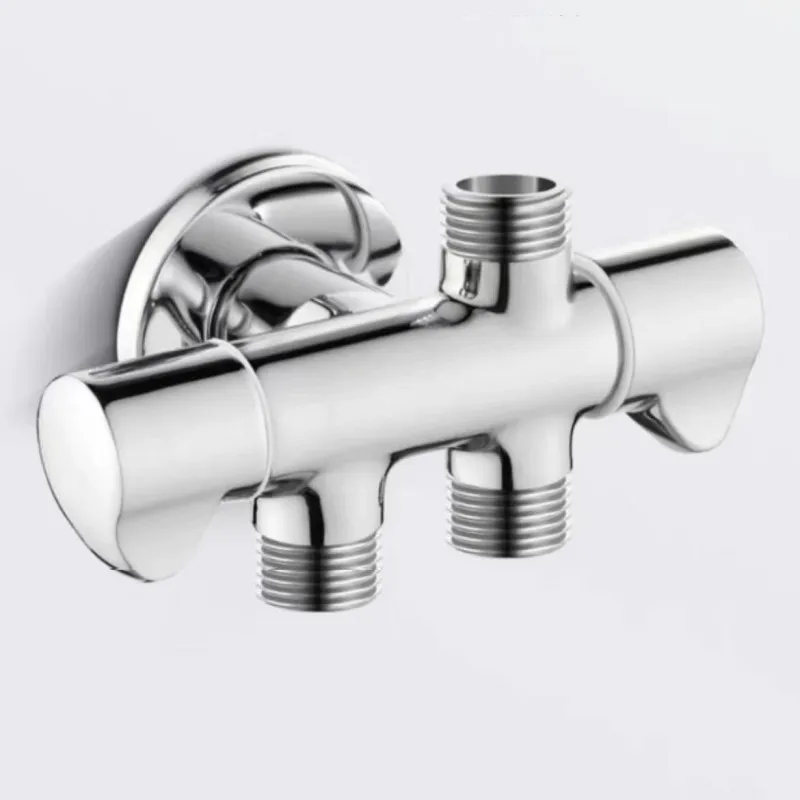 All Copper Bidet Spray Gun Set with One in Two out Three-way up down Dual Control Switch Water Distributor Triangle Valve Faucet