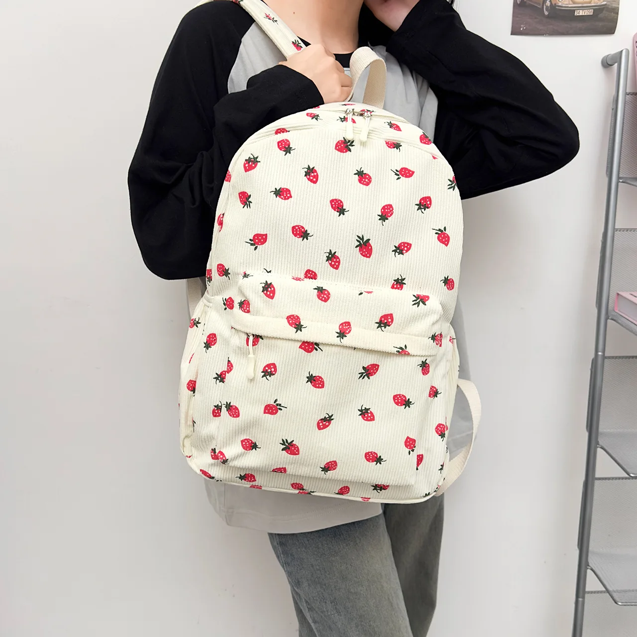 レディースバックパック日本のイチゴ原宿かわいいかわいいファッショナブルなバックパック芸術的なプレッピースタイルのランドセル学生のための