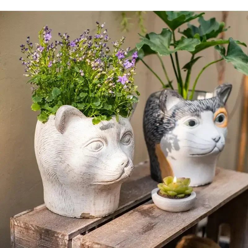 Pastoral Animal Shape Cement Succulent Flower Pots Plant Pots Garden Decorations Vases Home Artwork Flowerpot Plants Accessories