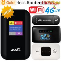 4G Lte Router Portable Mobile Hotspot 2100mAh 150Mbps Wireless Router with SIM Card Slot Wifi Repeater for Outdoor Travel Home