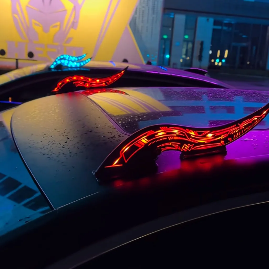 1Pair Dragon Horn Car Roof Fin LED Decoration, Waterproof Universal Vehicle Ornament, 32 Dynamic Light Effects, Type-C Charging