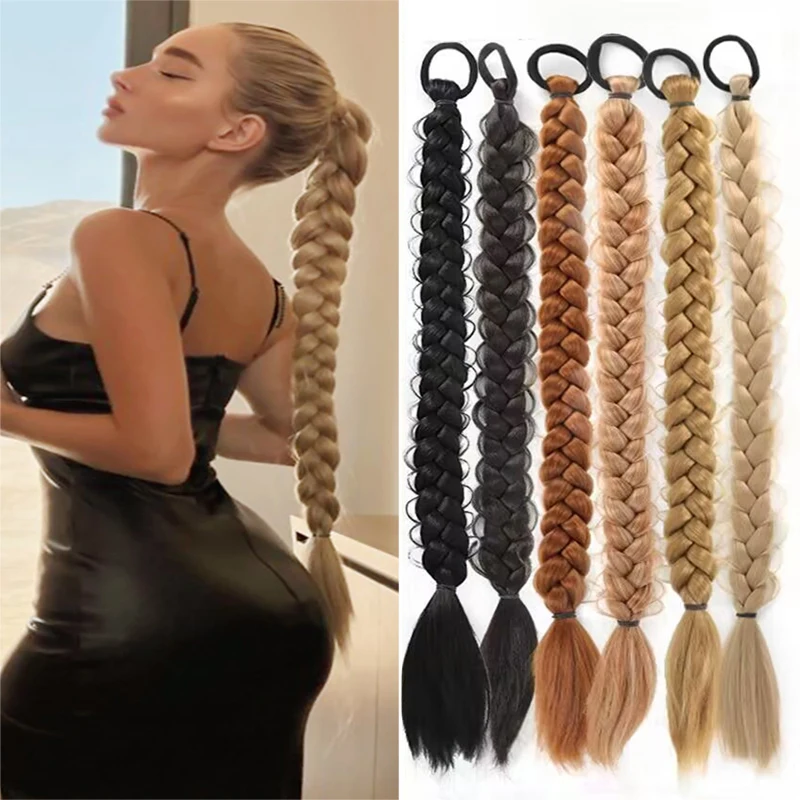 

24-inch wig, ponytail, fishbone braid, hair accessory, twisted hair rope, boxing, high-temperature silk braid
