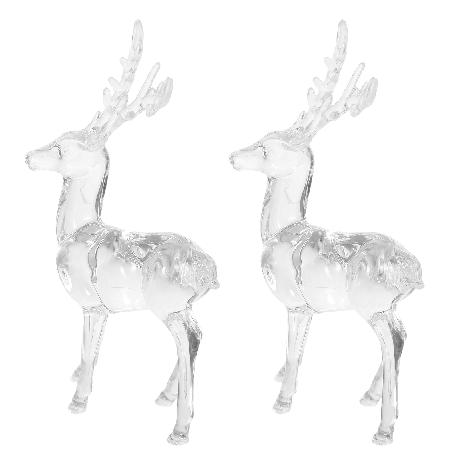 

2 Pcs Christmas Transparent Deer Pendant Decorations Reindeer Figurines Statue Acrylic