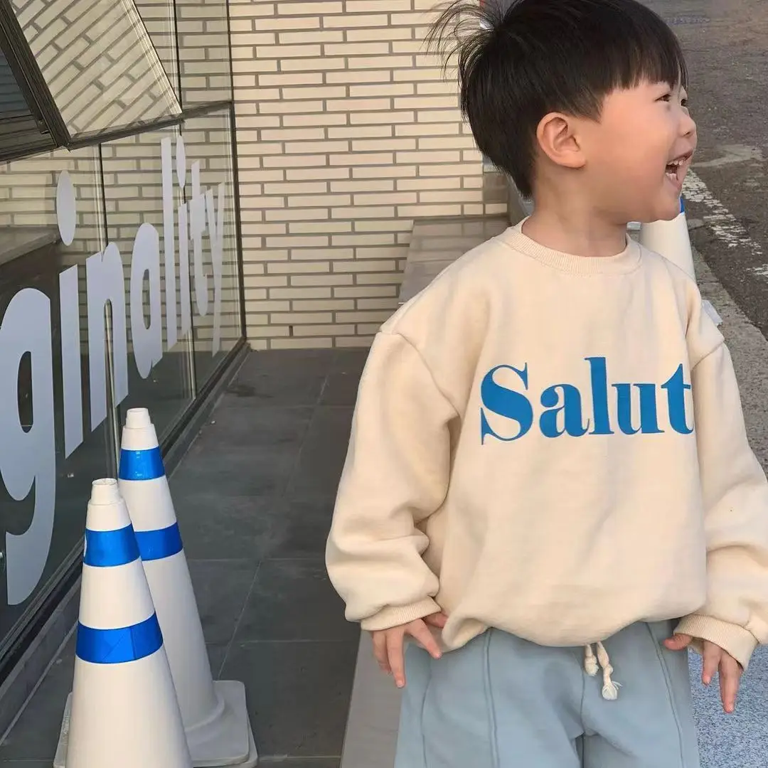 Spring Kids letter Long Sleeves T-shirt Toddler Girl Loose Bottoming Shirt Boy Baby Casual Tops Fashion Children Cotton Tees