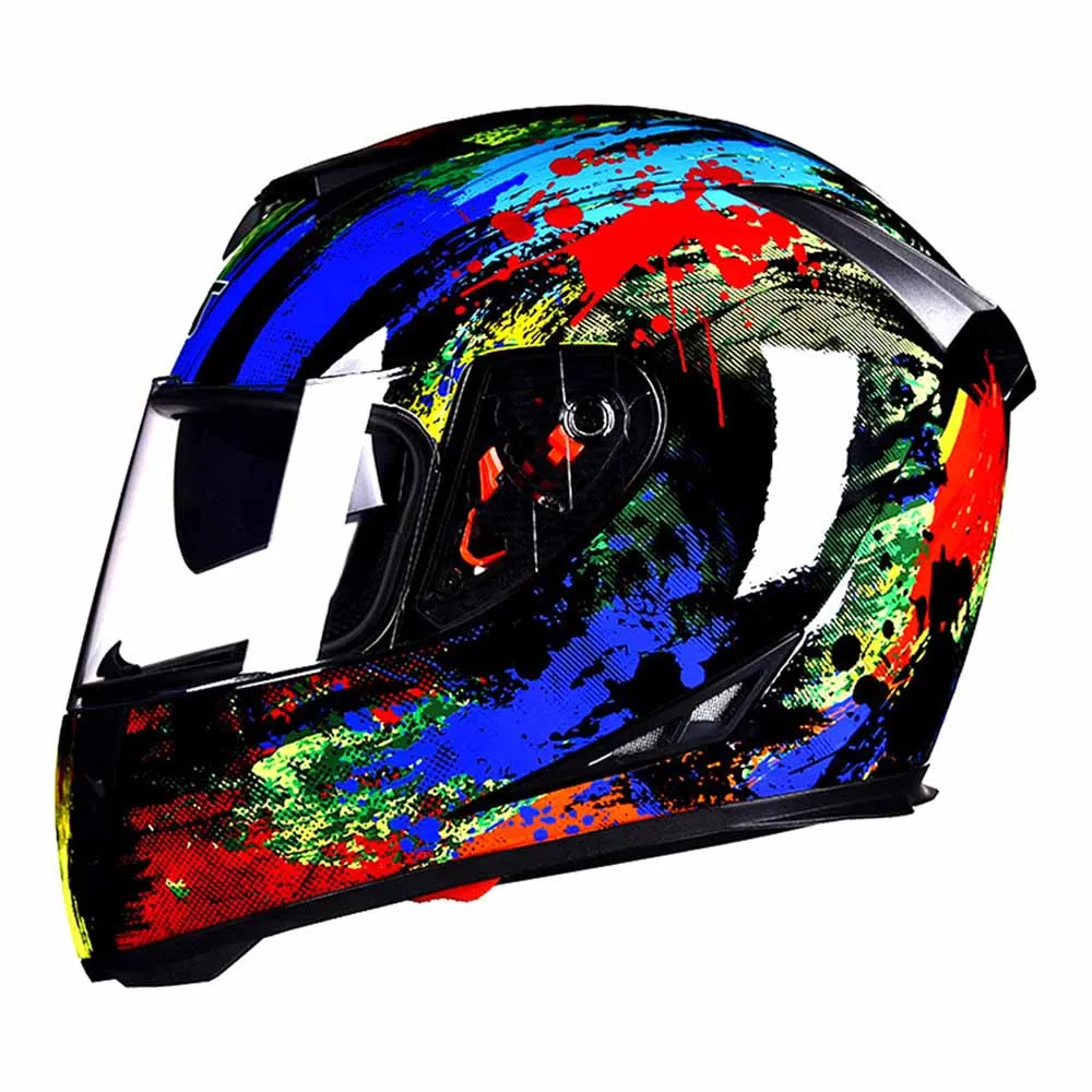 M-2XL Red Comic Full Face Biker Helmet Wear-Resistant Motorcycle Accessories Breathable Head Protection Anti-Fall Motocross Kask