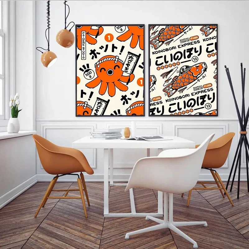 Takoyaki Oni Ramen Japanese Food Canvas Print Poster Jandi Funny Cartoon Art Prints Living Room Wall Art Home Decor Poster view 3