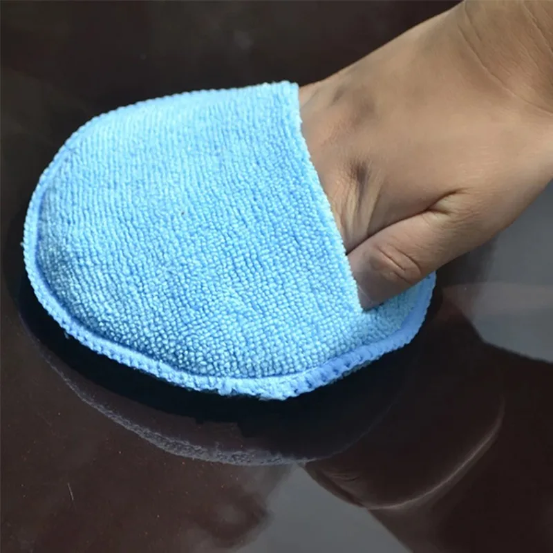 1/2/3Pcs 5-inch Round Car Waxing Polish Sponges Microfiber Wax Applicator Pad with Finger Pocket Polish Pads Car Cleaning Tools
