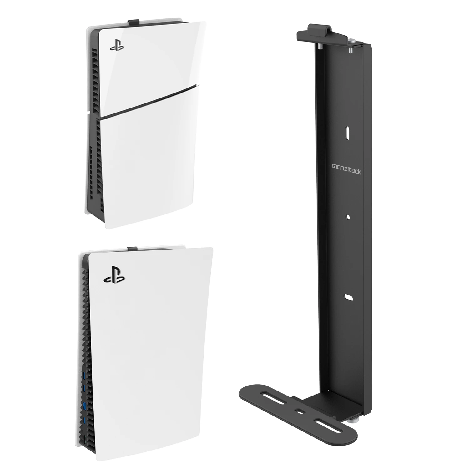 Monzlteck Suporte de parede para ps5/ps5 slim. Suporte de parede de montagem em aço para ps5 slim, digital e disco, fácil de instalar