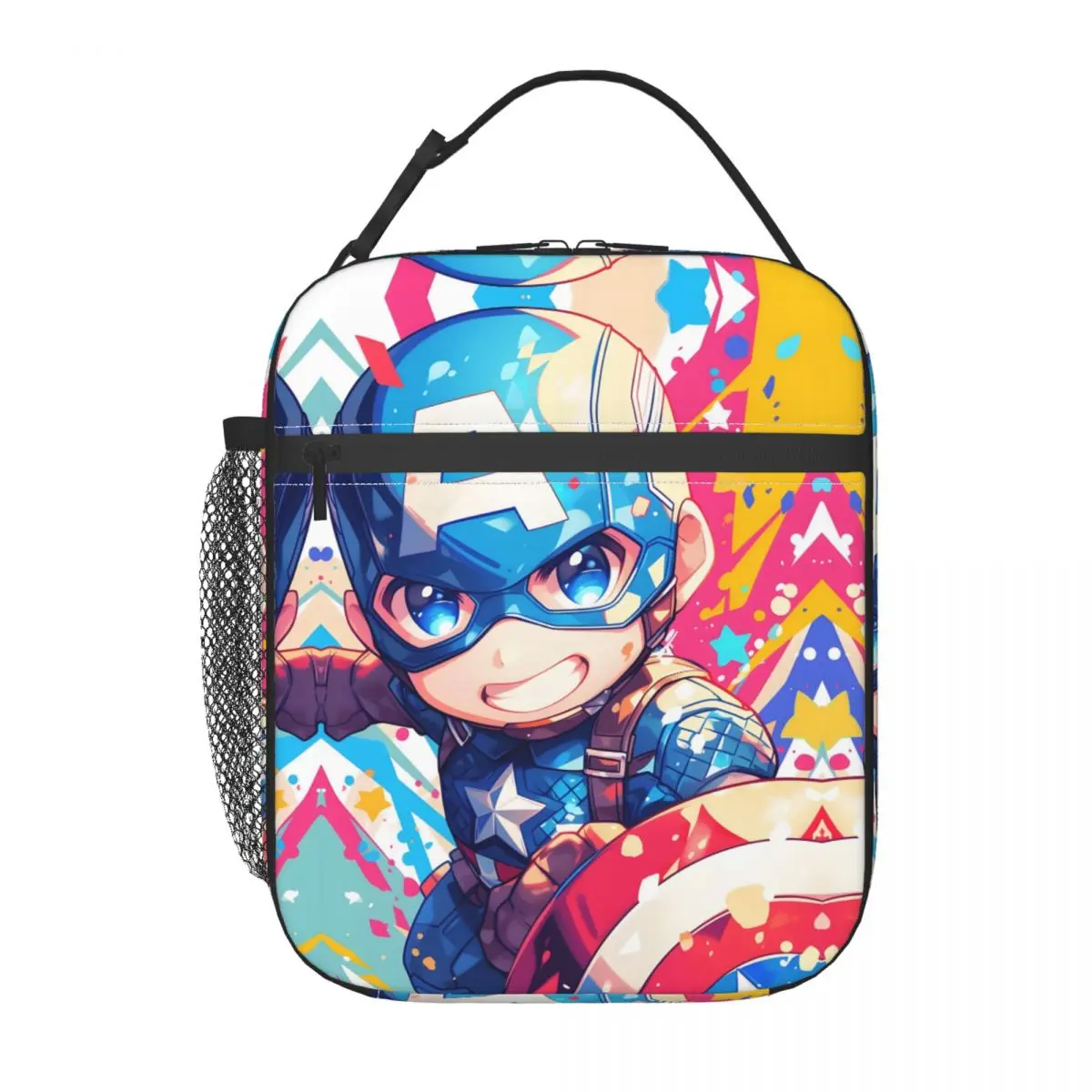 Custom Captain America Lunch Bag Warm Cooler Classical Film Colorful Graffiti Insulated Lunch Boxes for Office