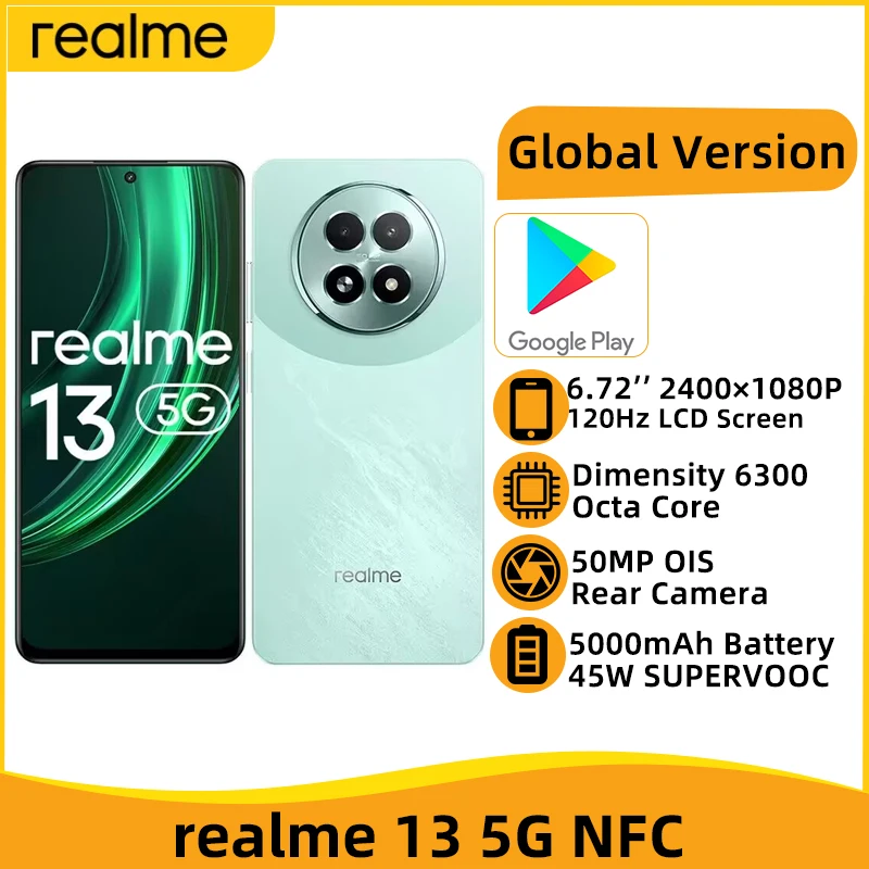 Global Version realme 13 5G NFC Dimensity 6300 Smartphone 6.72