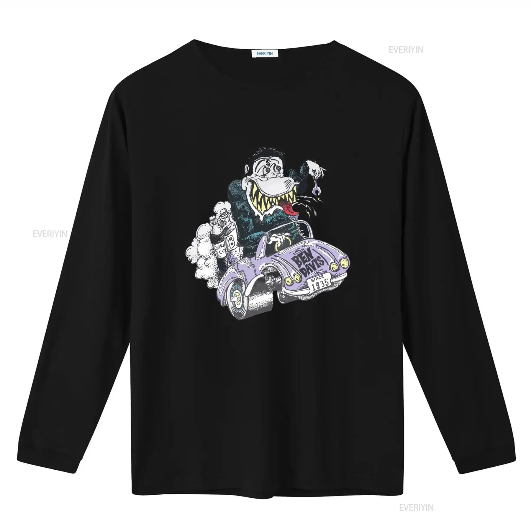Ben Davis T shirt Mens  Classic Car Gorilla Print Cotton White Small vintage Washed Stretched Comfortable Casual