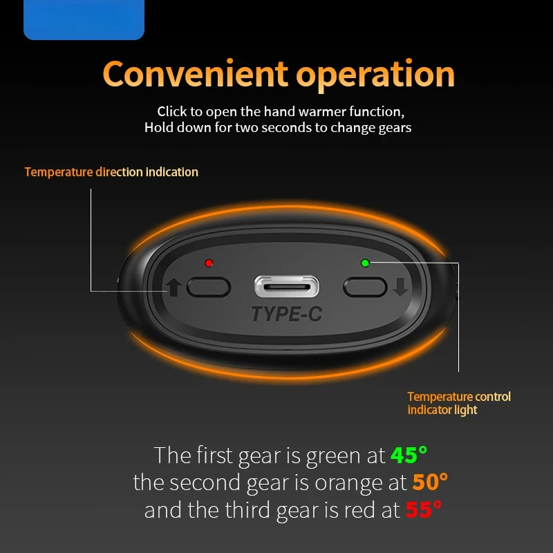 Calentador de manos Power Bank 5000mAh tipo C doble calentamiento apariencia de adoquines PowerBank regalo para iPhone 16 15 Samsung adulto T