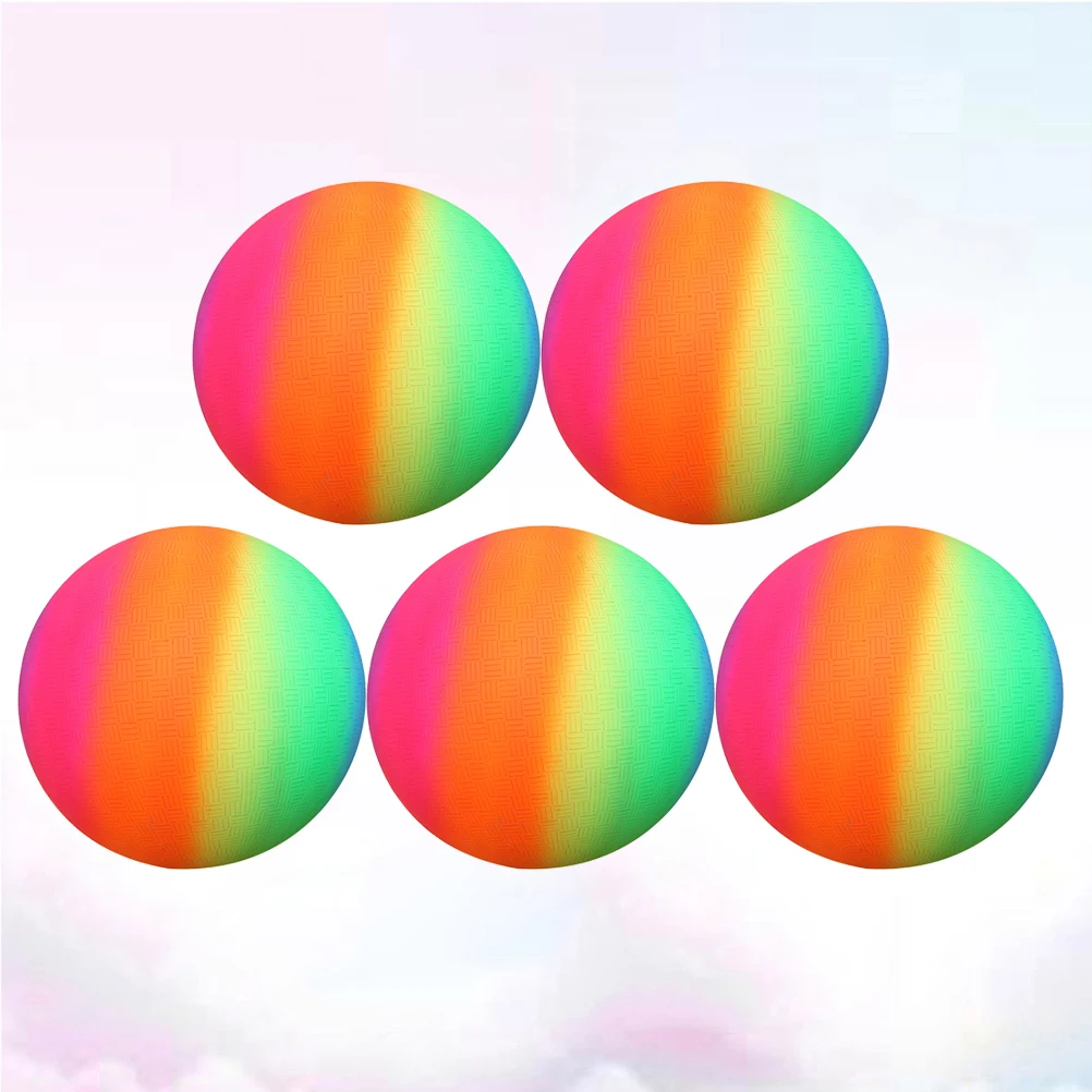 5pcs 22Cm 두꺼운 친환경 무지개 공 Pvc 바운스 놀이 공 까마귀 킥 볼 어린이 실내 야외 수영장 게임 밝은