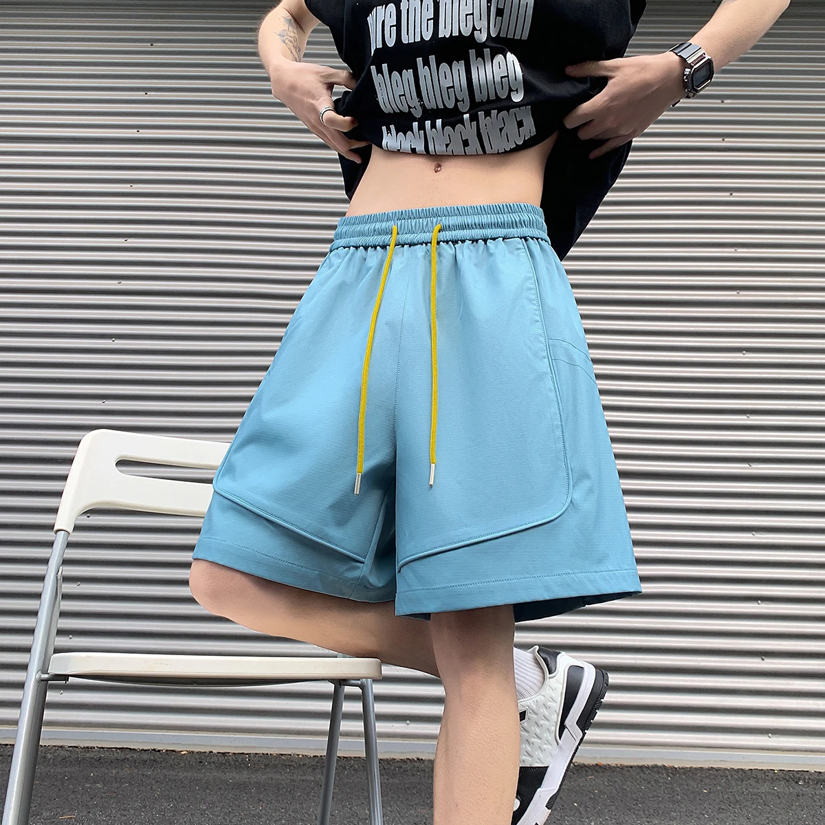 

Повседневные спортивные шорты из ледяного шелка для мужчин, летние, свободного кроя, длиной до колена, тонкие, со средней посадкой, из нейлона, для активного отдыха и повседневной носки