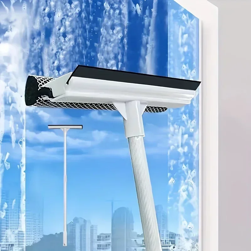 

1pc Squeegee Window Cleaner 2 in 1 Retractable Pole Cleaning Window Brush Glass Squeegee Cleaning Tool for Car Shower Glass Door