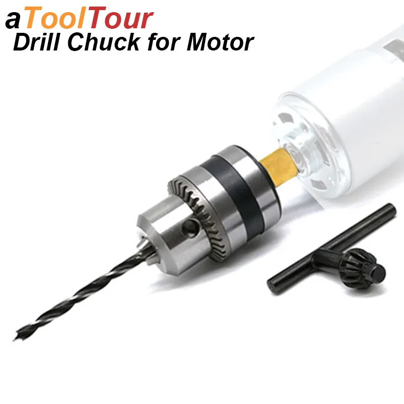 Mini Electric Drill Chuck B10 0.6-6mm Mount Taper Connector Rod Motor Shaft Chuck For Drill With Adapter Key Wrench Power Tool