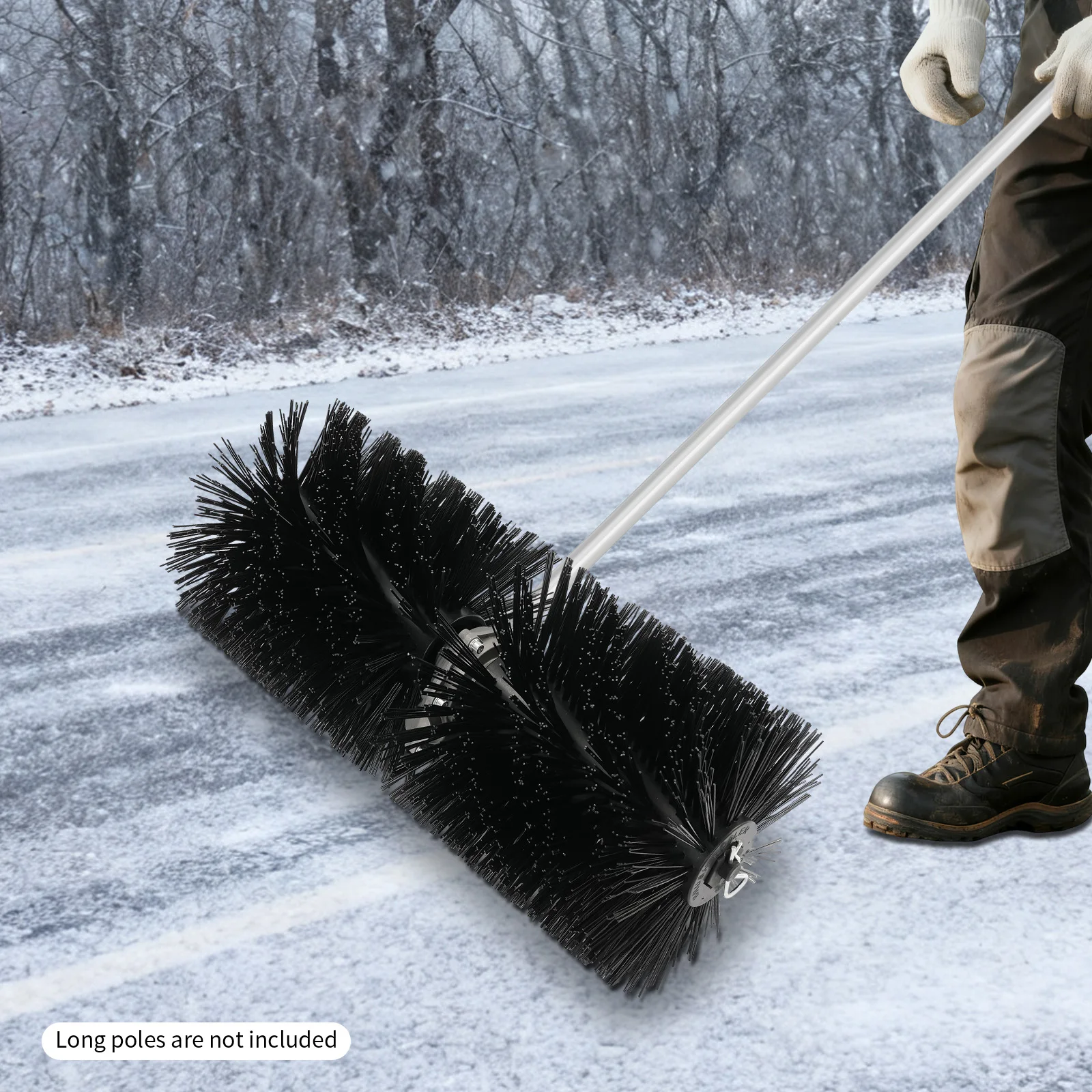 

Universal Lawn Mower Sweeper Head with Nylon Brush, Rolling Brush Head Snow Removal Attachment for Driveway Garden Walkway