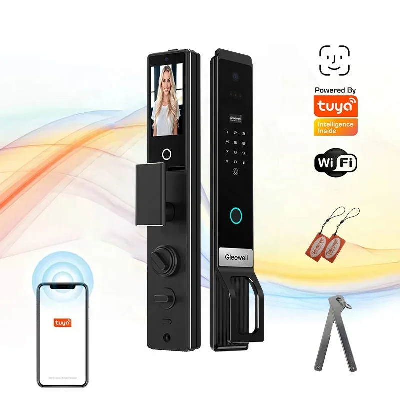 Tuya App Face Recognition Cnc Smart Door Lock With Wifi Camera Programmable Wireless Card Biometric Fingerprint Smart Door Lock