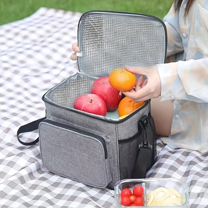 1pc isolato Lunch Bag isolamento Ice Pack Outdoor Large Picnic impermeabile Oxford Cloth Ice addensato isolamento per auto, quadrato