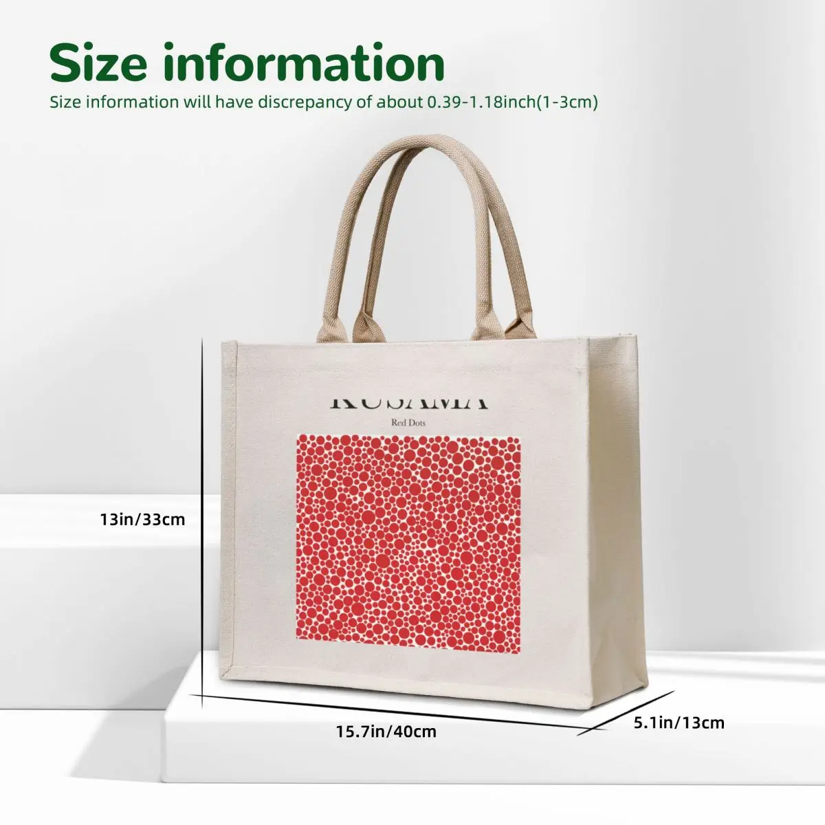 Kusama - Red Dots Tote Bag canvas bags Women's bag Women's beach bags